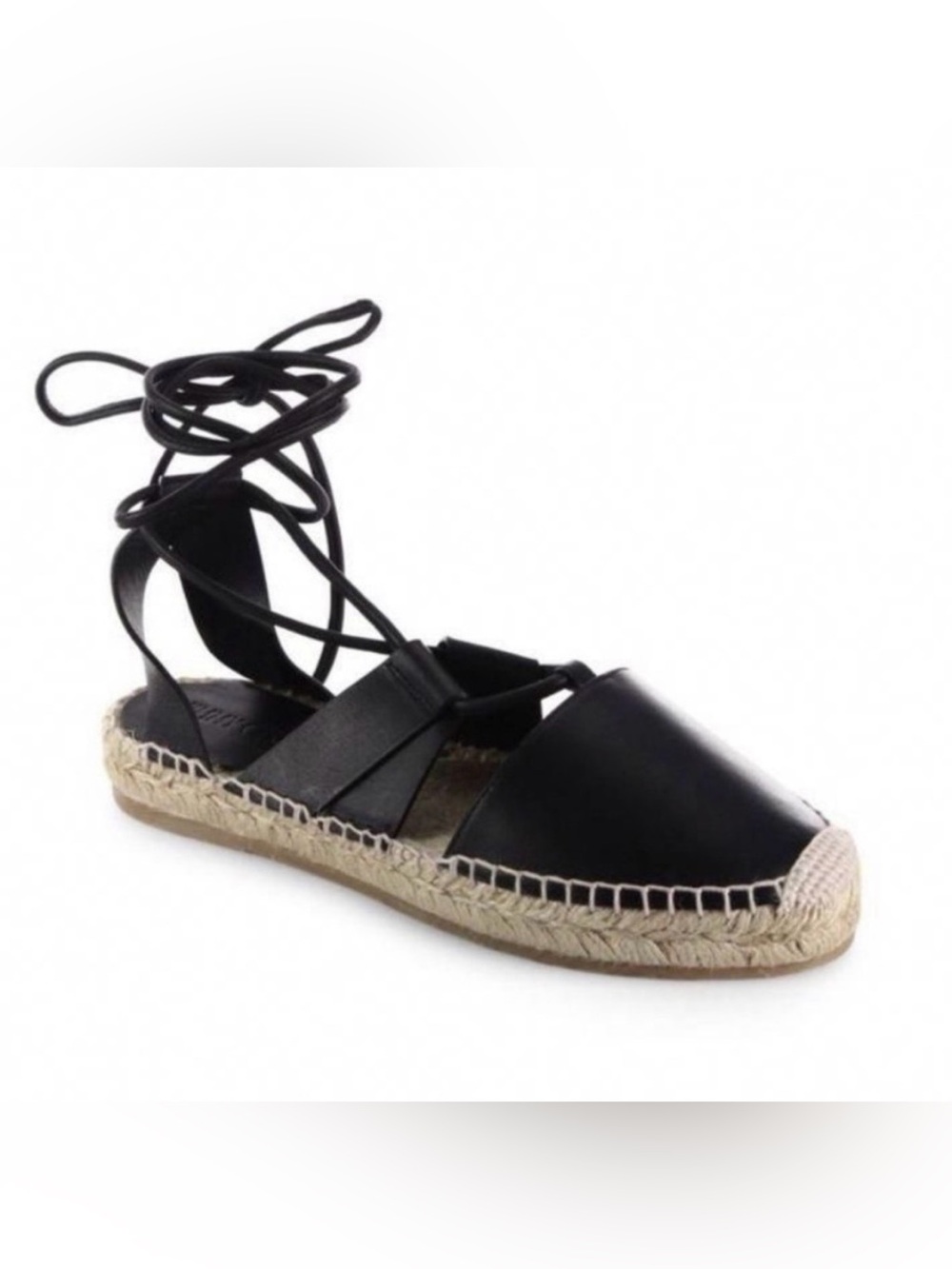 Jimmy Choo Black Lace-Up Espadrille Flat Sandal - Women
